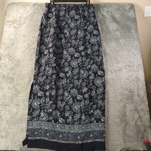 Intriguing Tread Womens 12 Navy Floral Dark‎ Romantic Dark Paradise Maxi Skirt